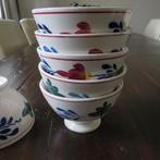 Oude boerenbont schaaltjes dessertbakjes op voet, Huis en Inrichting, Ophalen of Verzenden, Aardewerk, Boerenbont, Schaal of Schalen