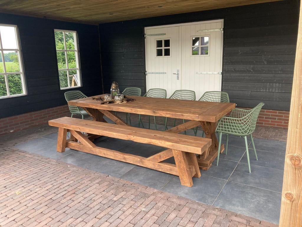 Kloostertafel , tuintafel, Ophalen of Verzenden, Rechthoekig, Hout