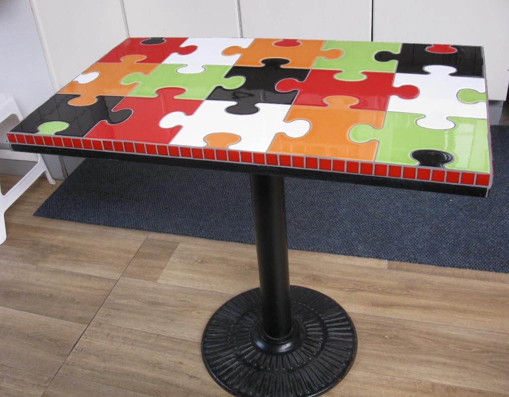 mozaiek tafel met puzzel tegels., Ophalen, Nieuw, 75 cm of meer, 60 cm of meer
