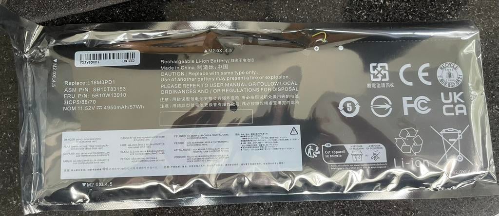 Laptop batterij Lenovo Thinkpad 490s 495s, Ophalen of Verzenden, Zo goed als nieuw, DDR4, Laptop