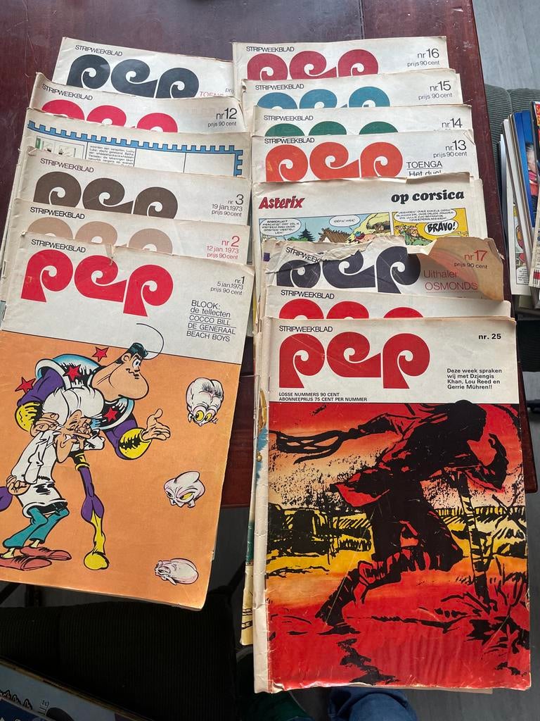 Stripweekblad Pep - Diverse nummers uit 1973, Boeken, Meerdere stripboeken, Ophalen, Gelezen