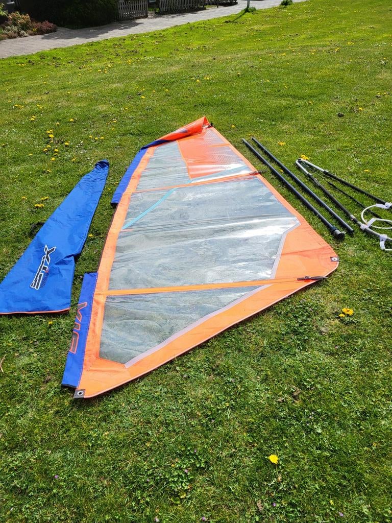 Complete Surfzeil Set 4.5m² met Giek, Mast & Masthouder, Watersport en Boten, Ophalen of Verzenden, Gebruikt, Complete set, Minder dan 5 m²