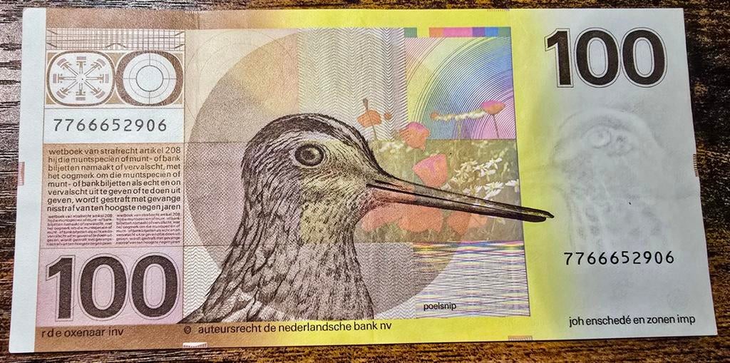 Zeldzaam 100 Gulden Biljet 'De Snip' uit 1977, Ophalen of Verzenden, 100 gulden, Los biljet