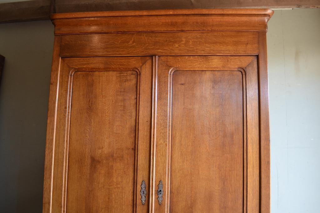 Prachtige strakke antieke eiken houten Louis Philippe kast, Verzenden