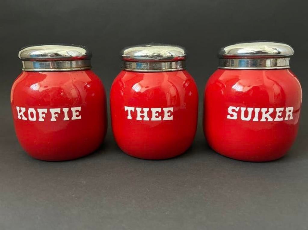 Rode Bolle Koffie, Thee & Suiker Voorraadbussen, Ophalen of Verzenden