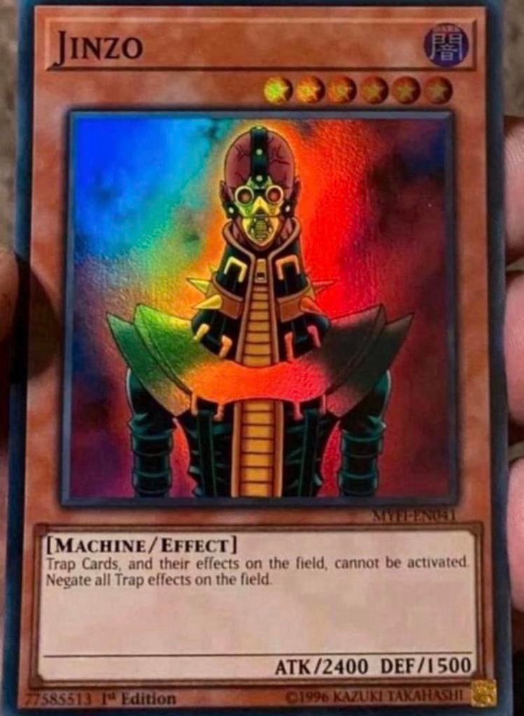 Yu-Gi-Oh! Jinzo MYFI 1st Edition M/NM !, Ophalen of Verzenden, Zo goed als nieuw, Meerdere kaarten, Foil