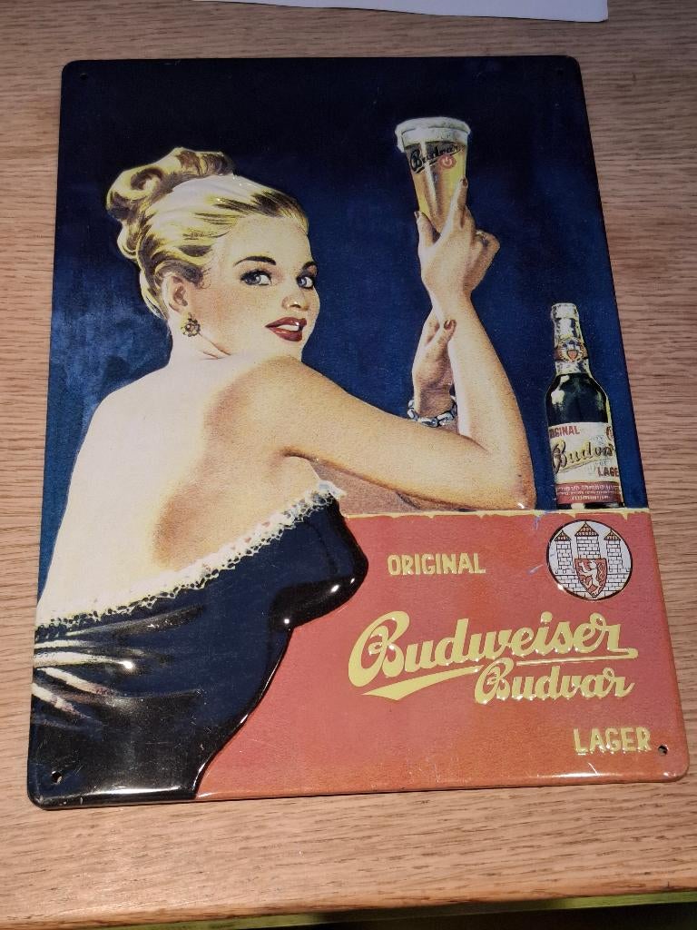 reclamebord Budweiser Budvar, Ophalen of Verzenden, Nieuw, Reclamebord, Plaat of Schild, Overige merken