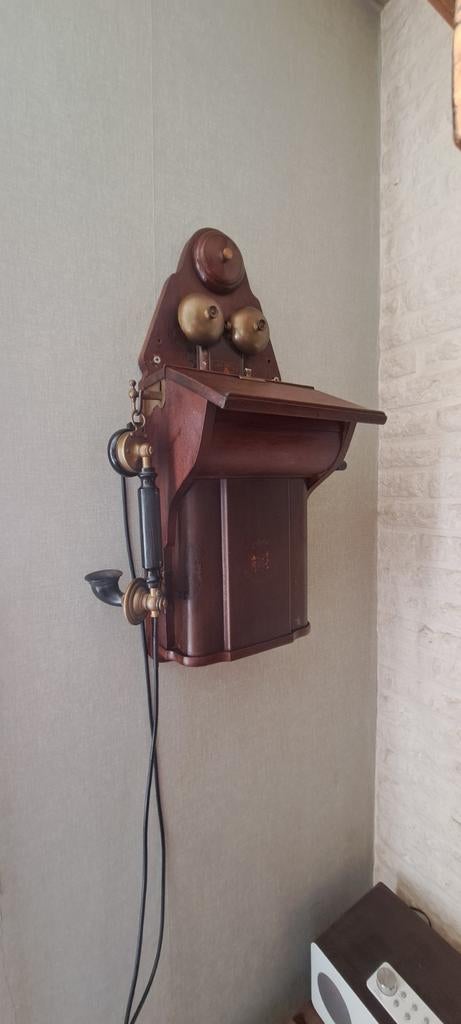 Antieke wandtelefoon JYDSK Emil Moller Horsens Telefoon, Antiek en Kunst, Ophalen