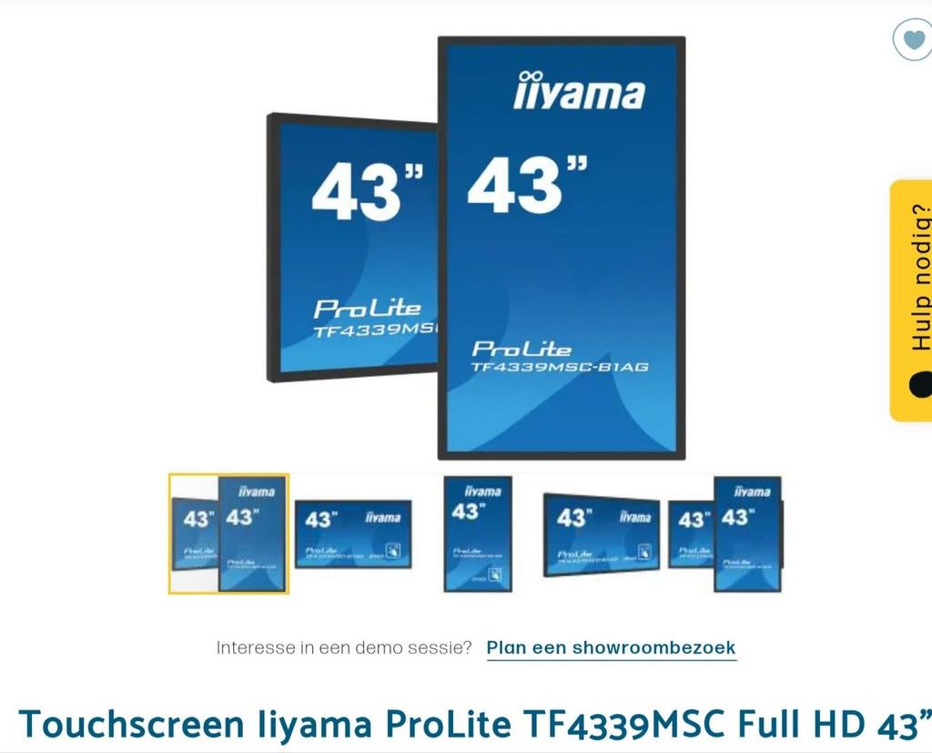 Iiyama ProLite Touchscreen Monitor 43 inch Full HD, Iiyama, Touchscreen, Full HD, Ophalen of Verzenden