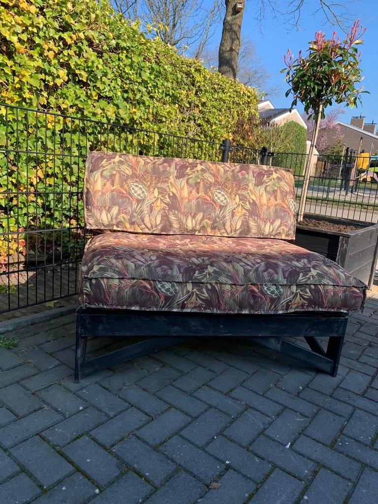 Palletbankje inclusief Kwantum Baza Jungle kussenset, Ophalen, Gebruikt, Hout