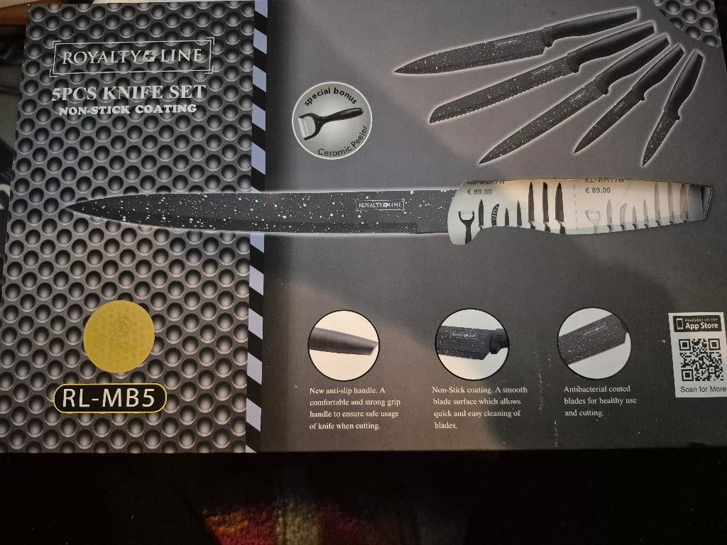 Royal Line 5delig messenset, Ophalen, Nieuw, Rvs of Chroom, Bestekset