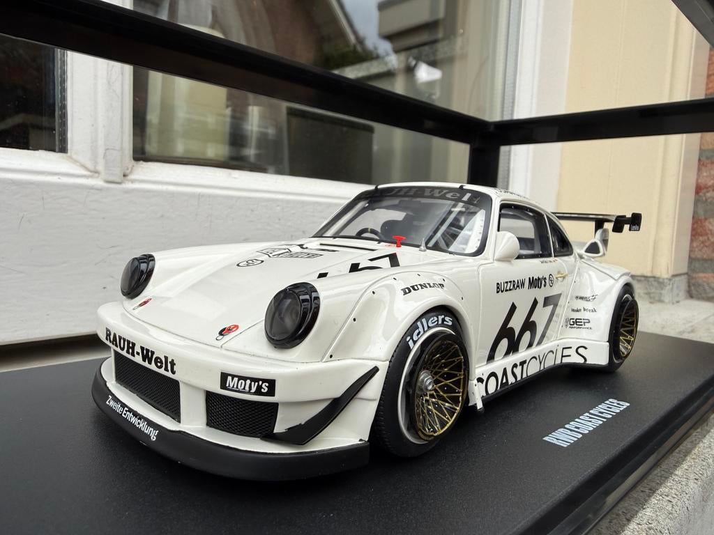1:18 Porsche 911 993 RWB #667 Coast Cycles GT Spirit GT410, Hobby en Vrije tijd, Modelauto's | 1:18, Zo goed als nieuw, Auto, Overige merken