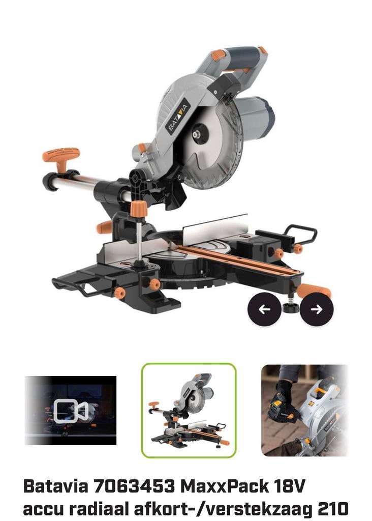 Batavia accu afkortzaag 18v, Decoupeerzaag, Nieuw, Ophalen of Verzenden, 30 tot 70 mm
