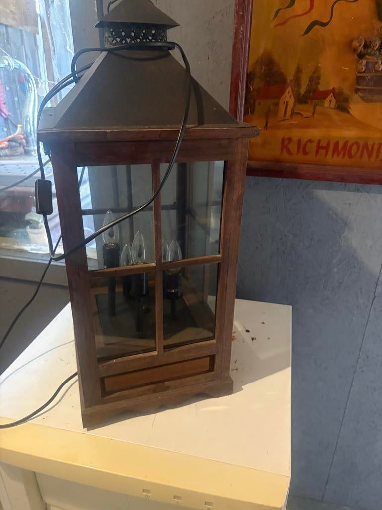 Decoratieve Windlicht Lamp met Verlichting, Huis en Inrichting, Lampen | Overige, Gebruikt, Ophalen