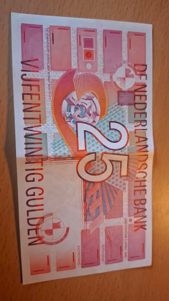 25 Gulden Nederlands Bankbiljet - Rode Zonnebloem, Postzegels en Munten, Bankbiljetten | Nederland, Ophalen of Verzenden, 25 gulden