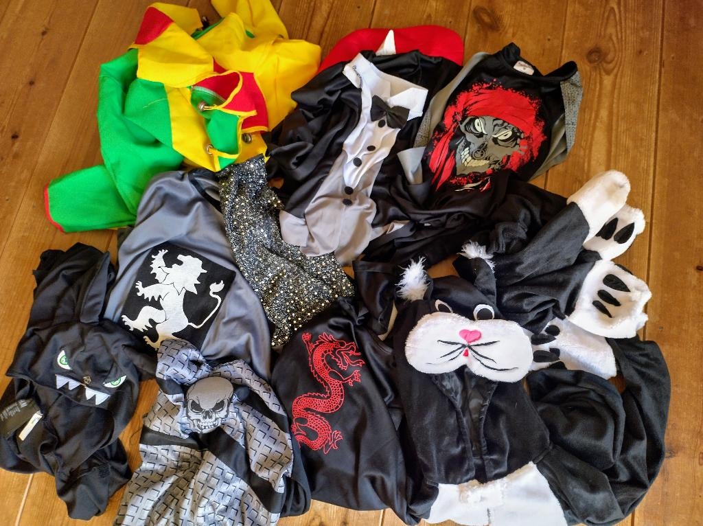 Verkleedkleding maat 122-146 ninja ridder piraat kat clown, Ophalen of Verzenden, Gebruikt, 134 t/m 140, Jongen of Meisje
