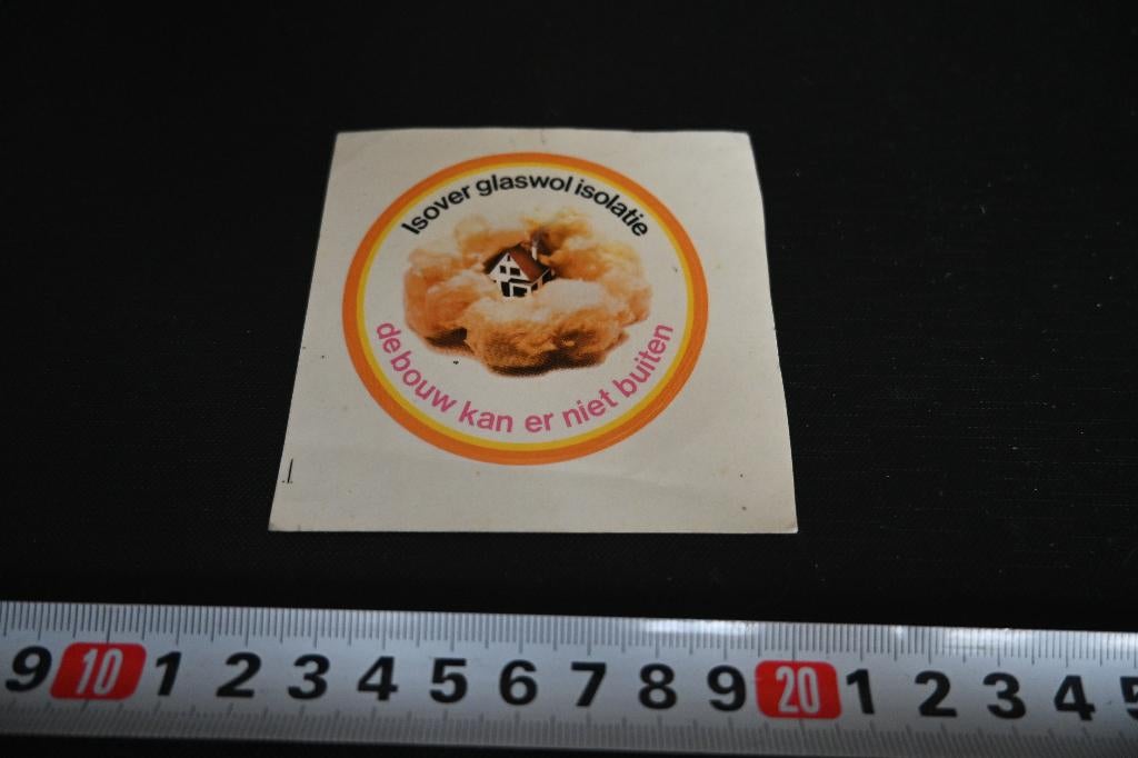 sticker ISOVER glaswol isolatie de bouw kan er niet buiten *, Ophalen, Zo goed als nieuw