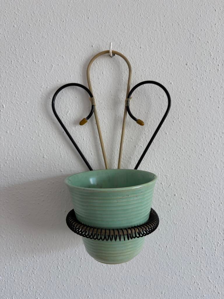 Vintage Pilastro plantenhanger met potje, Vintage, Gebruikt, Meerkleurig, Ophalen of Verzenden
