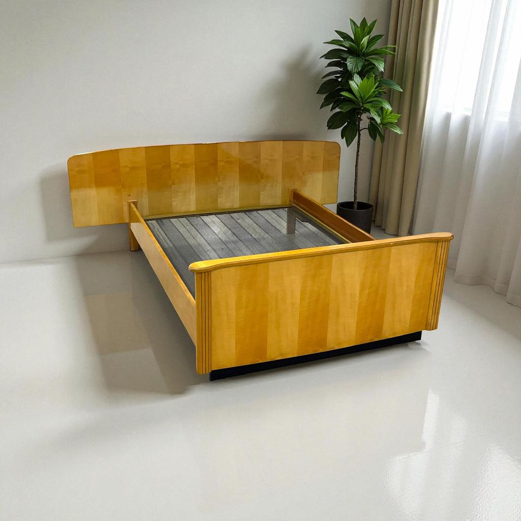 Vintage jaren 60 bed | twijfelaar | hooglans bed, Antiek en Kunst, Ophalen