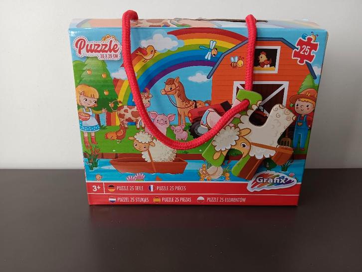 Grafix kinderpuzzel boerderij 25 stukjes met draagtasdoos, Kinderen en Baby's, Speelgoed | Kinderpuzzels, Gebruikt, 2 tot 4 jaar