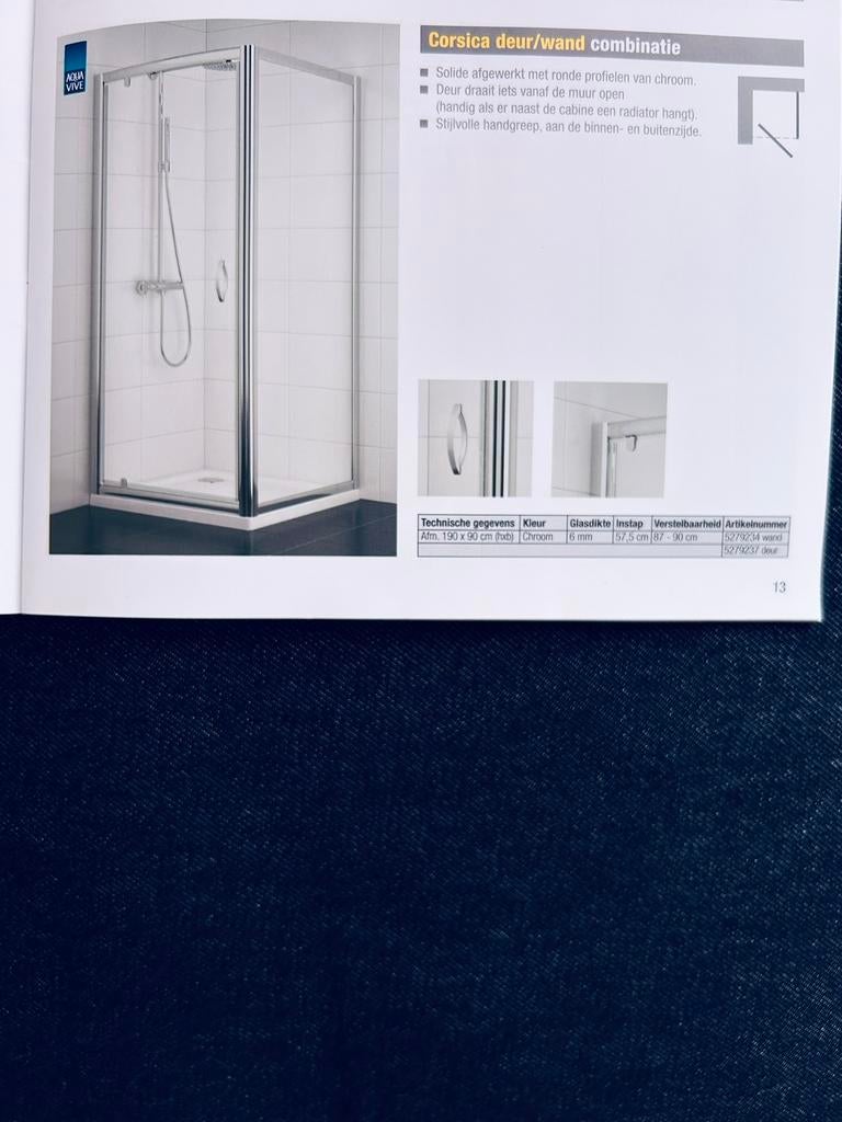 Nieuw Corsica AQUA VIVE Draaideur 190 x 90 cm Chroom, Ophalen, Nieuw, Glas, Douche