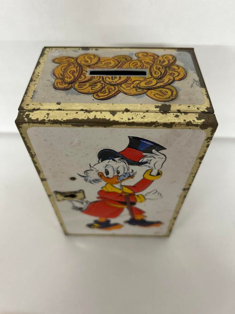 Vintage Dagobert Duck Spaarpot - Metaal, Verzamelen, Spaarpotten, Ophalen of Verzenden, Gebruikt, Metaal of Blik, Strip- of Tekenfilmfiguur