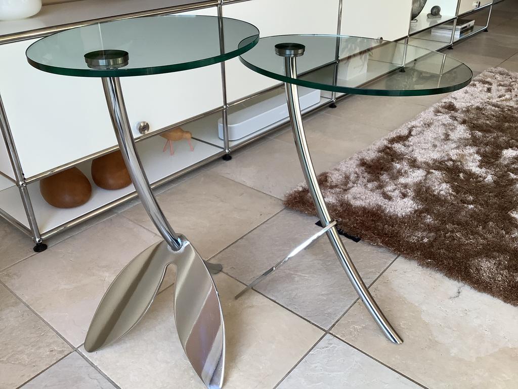 Set Metaform Papillon design bijzettafels, Huis en Inrichting, Tafels | Bijzettafels, Minder dan 55 cm, Rond, Zo goed als nieuw