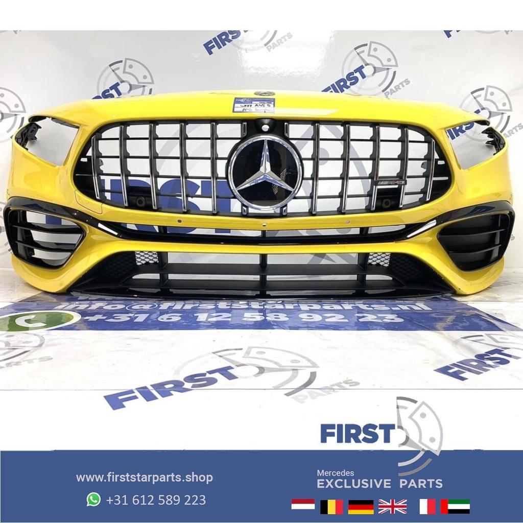 W177 A KLASSE 2021 A45 A45S AMG VOORBUMPER GEEL COMPLEET Ori, Gebruikt, -, Voor, Ophalen of Verzenden