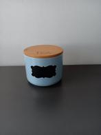 Keramische theebus met bamboe deksel blauw, Ophalen of Verzenden, Zo goed als nieuw