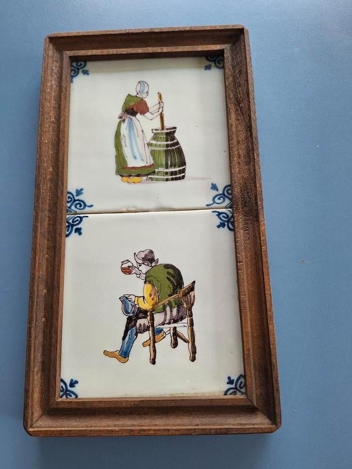 Tegeltableau Makkumer Aardewerk, oude ambachten, Antiek en Kunst, Antiek | Wandborden en Tegels, Ophalen of Verzenden