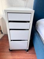 Wit ladekastje Ikea op wieltjes, 4 lades, Huis en Inrichting, Kasten | Ladekasten, Ophalen, Gebruikt, 3 of 4 laden, Minder dan 100 cm
