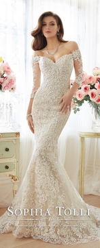 Trouwjurk maat 34 met korte mouwen, Ophalen of Verzenden, Zo goed als nieuw, Wit, Trouwjurk