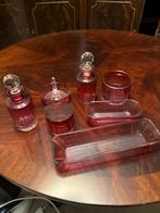 Vintage  Baccarat "Cranberry to Clear" toilettset - 7 Stuks, Antiek en Kunst, Antiek | Glas en Kristal, Ophalen of Verzenden
