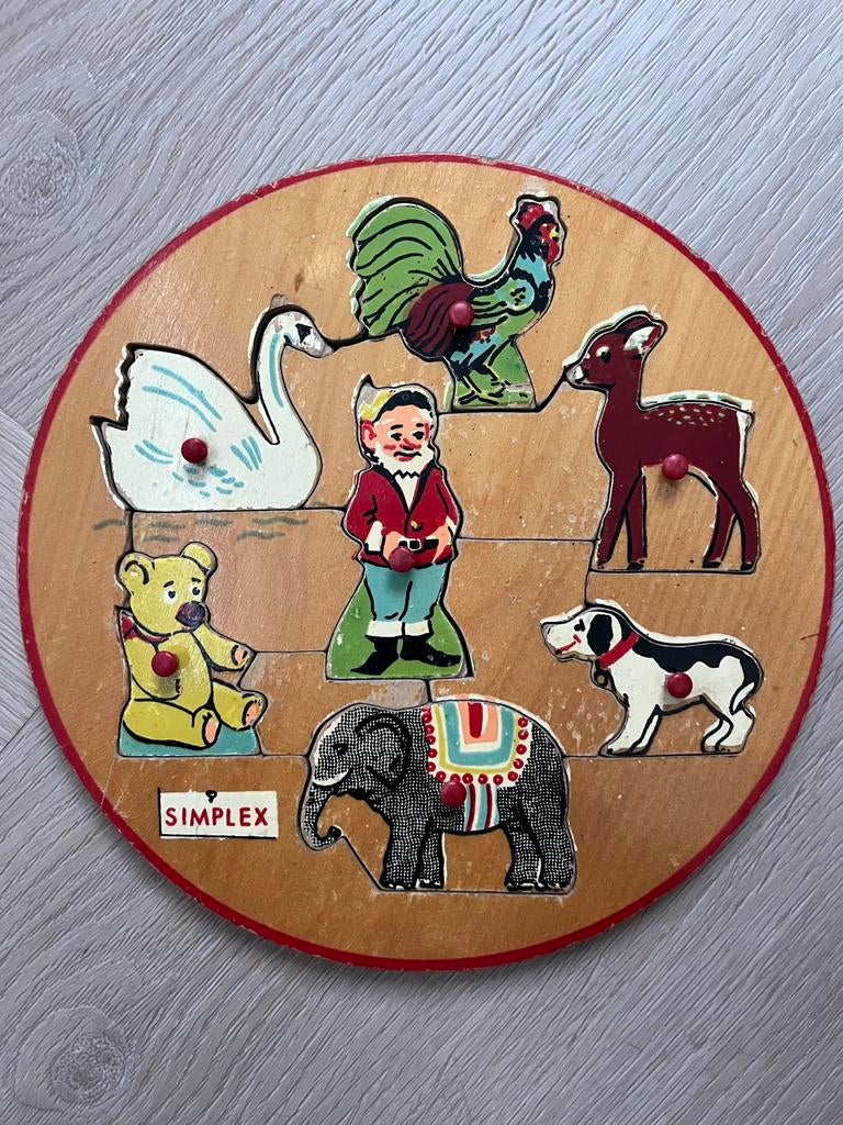 Vintage Simplex figuren puzzel, Gebruikt, 10 tot 50 stukjes, ., Ophalen of Verzenden