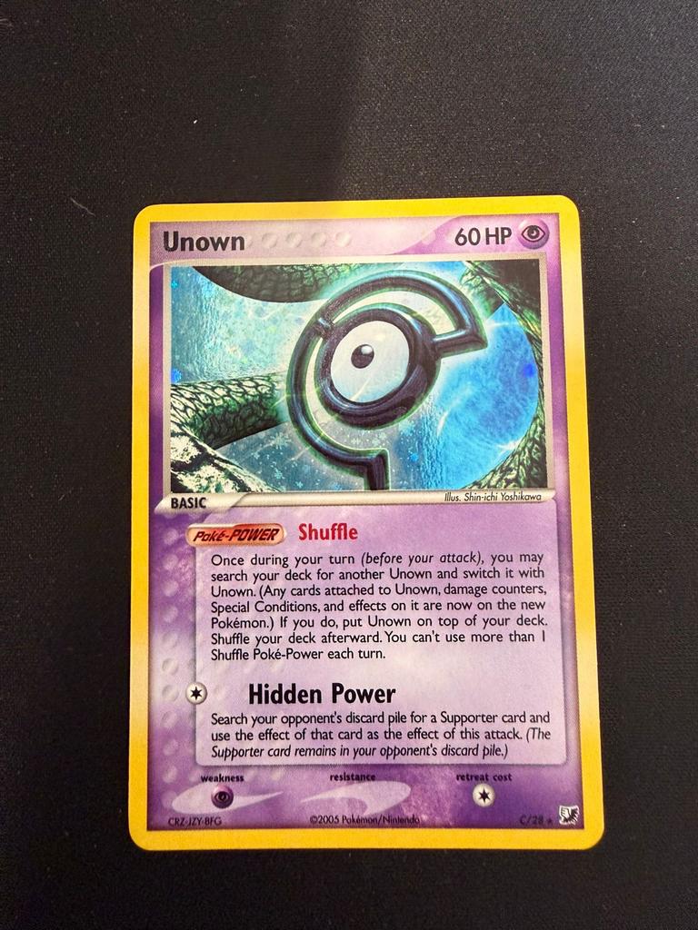 Pokémon kaart Unown unseen forces C/28 NM, Ophalen of Verzenden, Gebruikt, Losse kaart, Foil