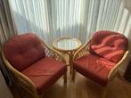 Rotan / Bamboe zithoek 2 stoelen + tafel, Ophalen, Tweepersoons, Zo goed als nieuw, Minder dan 150 cm