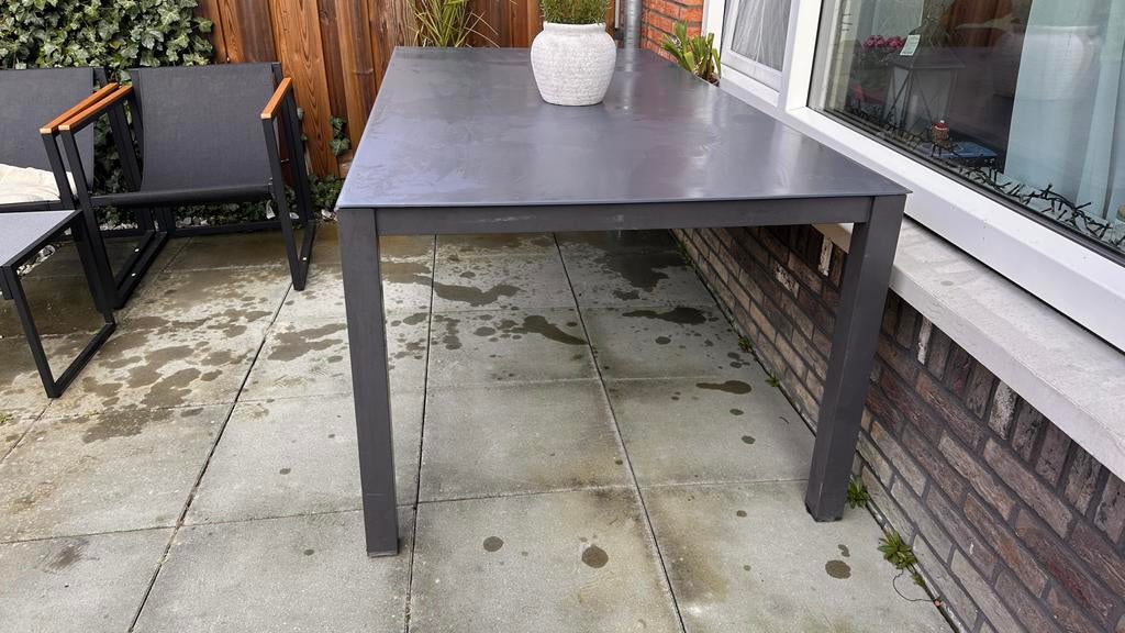Bois Le Duc tuintafel 200x100x74 tafelblad van gehard glas, Tuin en Terras, Tuintafels, Ophalen of Verzenden, Gebruikt, Rechthoekig