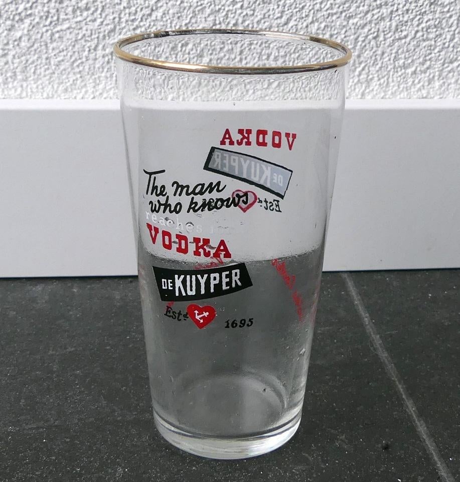 De Kuyper vodka glas wodka vintage longdrinkglas, Glas of Glazen, Gebruikt, Ophalen of Verzenden, Glas