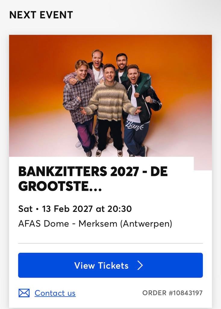 Bankzitters AFAS Dome 2027 3 kaartjes, Drie personen of meer, Februari