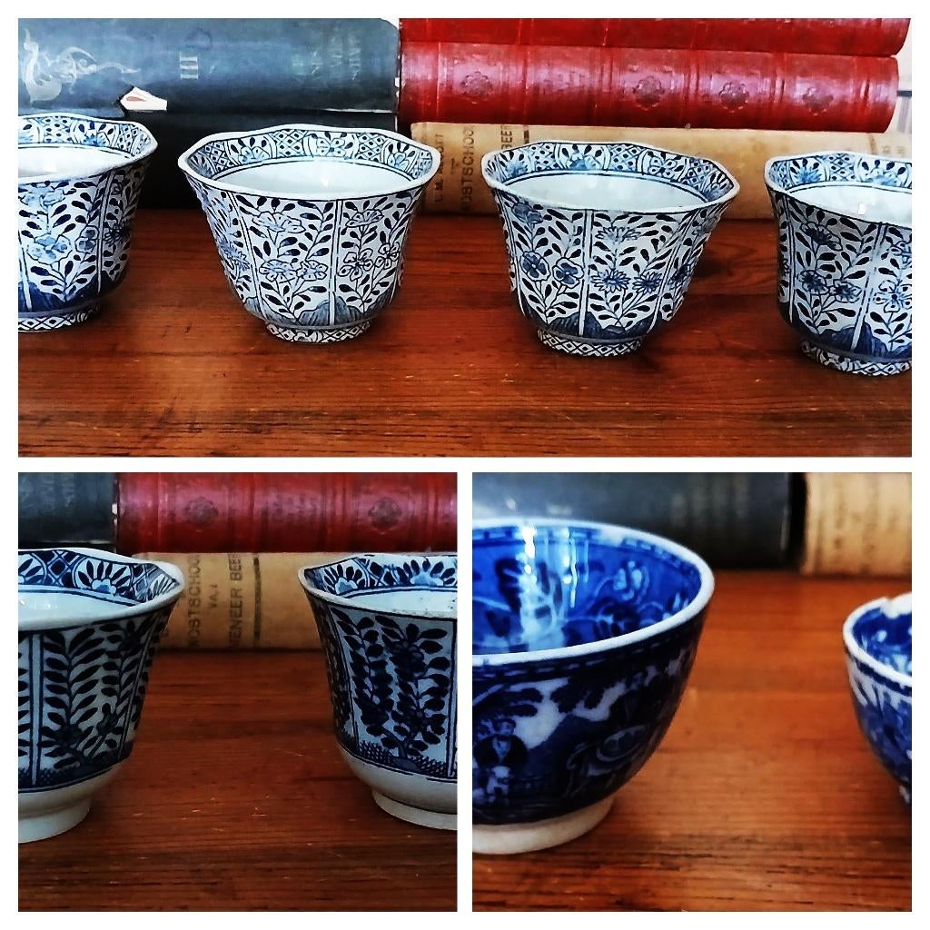 Antiek thee kommetjes chinees Regout Maestricht Kangxi stijl, Ophalen of Verzenden