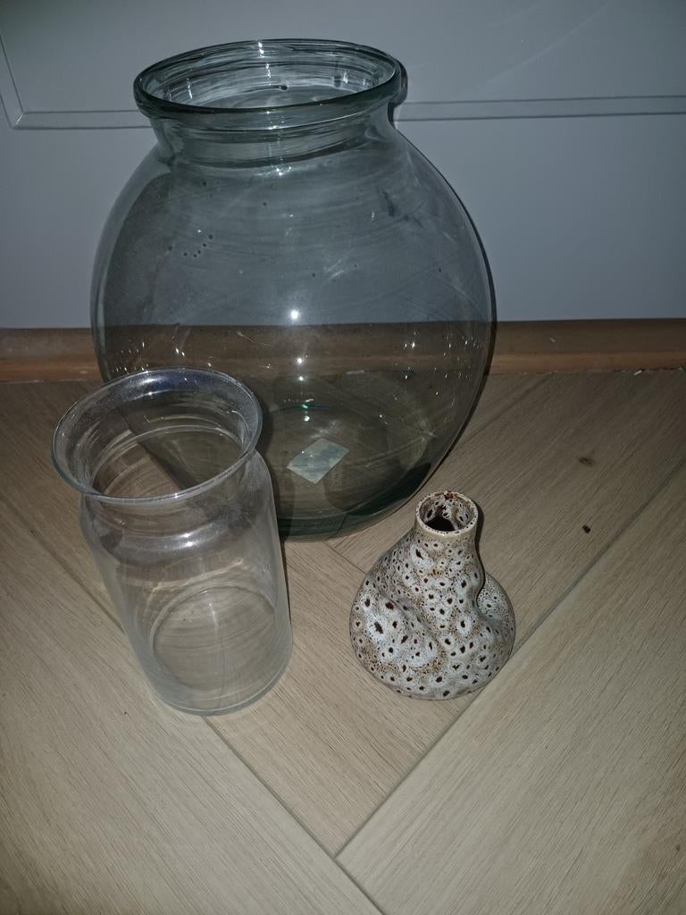 Set van 3 Vazen: Glas en Keramiek, Antiek en Kunst, Ophalen