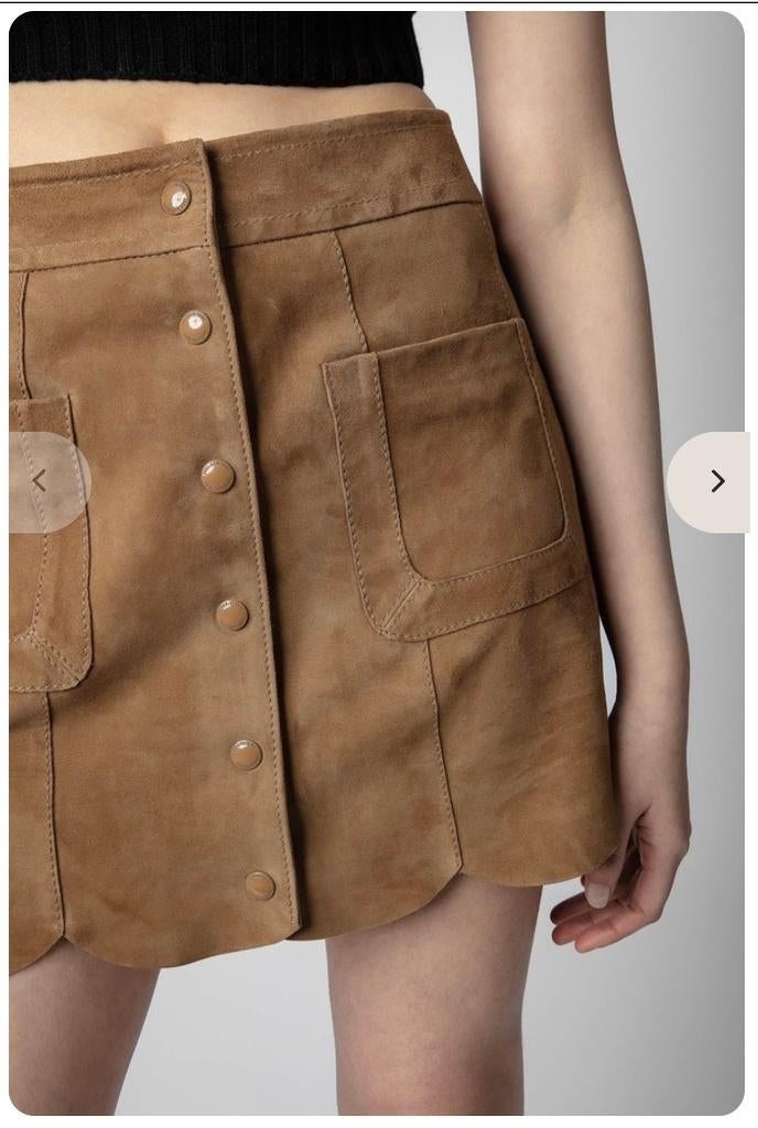 Zadig & Voltaire Jasia suede rok – maat 40 – nieuwstaat, Kleding | Dames, Maat 38/40 (M), Zadig & Voltaire, Bruin, Nieuw