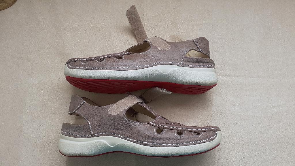 Wolky. Sandaal. Leer Rolling Sun. Taupe. Mt 42., Kleding | Dames, Schoenen, Wolky, Overige kleuren, Zo goed als nieuw, Sandalen of Muiltjes