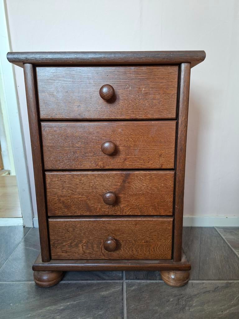 Hout ladenkastje 4 lades vintage stevig 61x45x30, Ophalen, Gebruikt, Vintage, 50 tot 100 cm