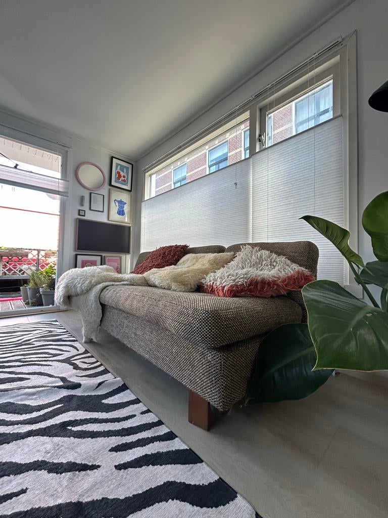 Vintage Hulshoff Artifort bank bruin wol, Ophalen, Gebruikt, 150 tot 200 cm, Tweepersoons