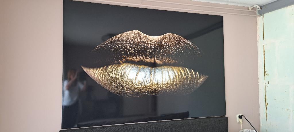 Gehard glas gouden lippen schilderij, Huis en Inrichting, Woonaccessoires | Schilderijen, Tekeningen en Foto's, Ophalen, 125 cm of meer