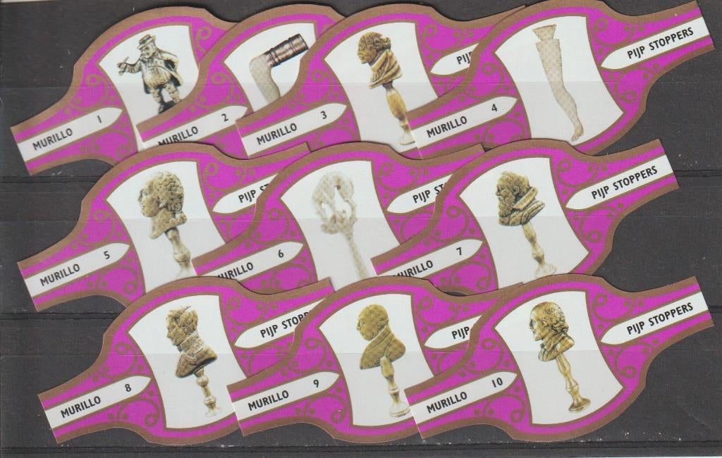 reeks 436   pijpenkoppen   1-10   sigarenbanden, Verzamelen, Ophalen of Verzenden, Zo goed als nieuw, Sigarenbandjes