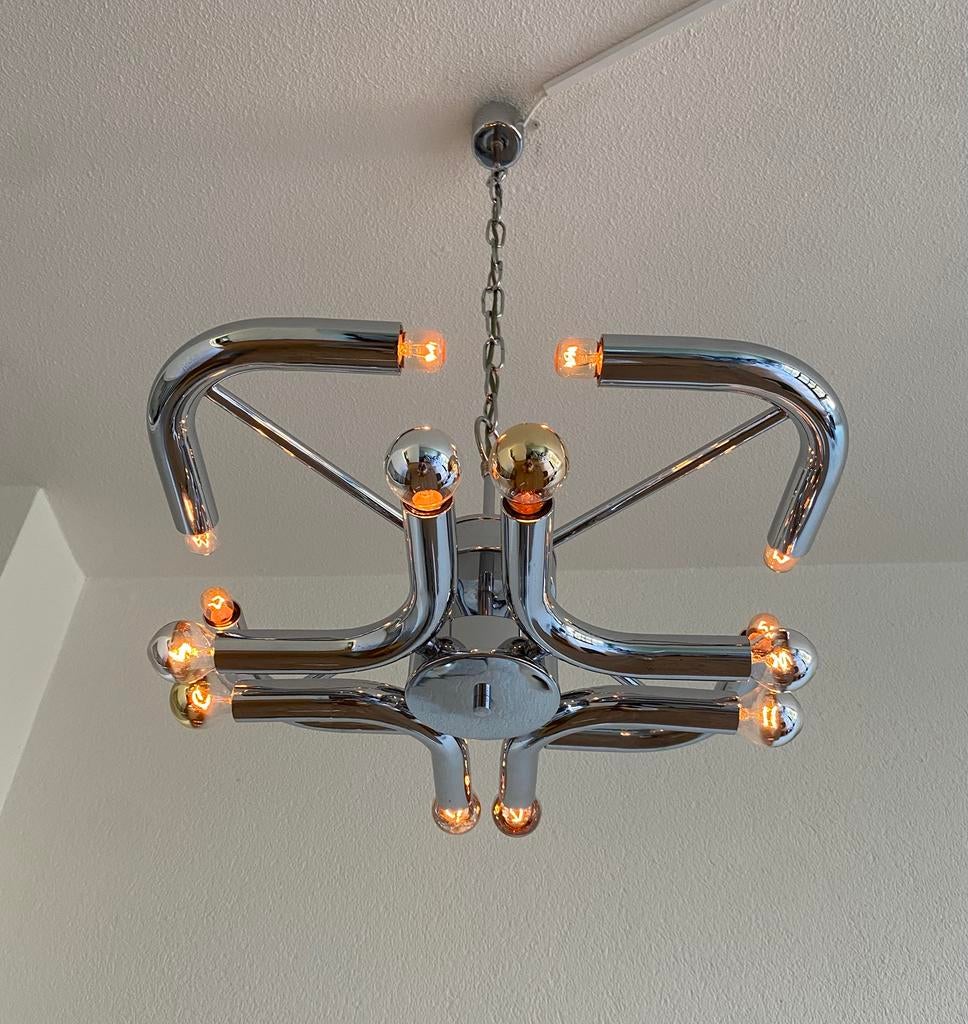 Vintage Goffredo Reggiani hanglamp 70’s, Space-age, Ophalen of Verzenden, Sciolari, Metaal