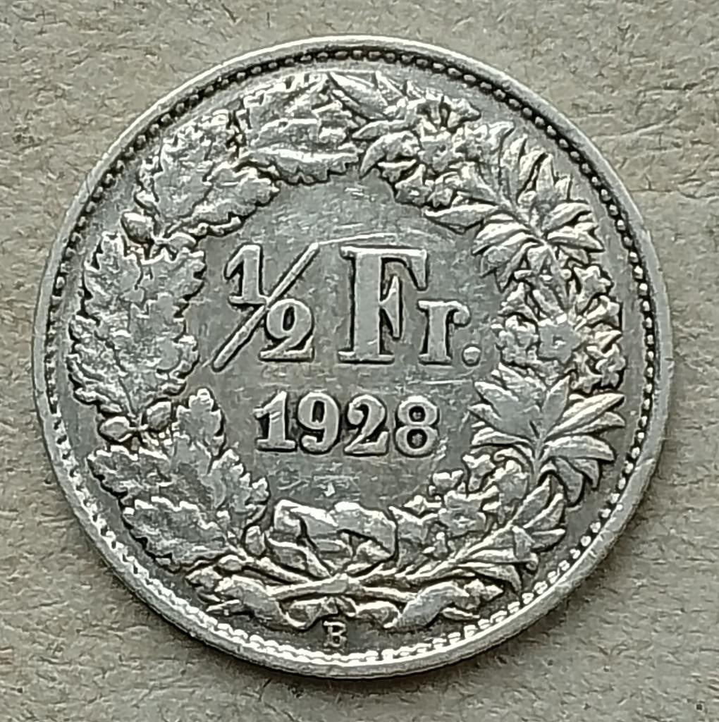 Zwitserland, 1/2 franc 1928, Postzegels en Munten, Munten | Europa | Niet-Euromunten, Ophalen of Verzenden, Overige landen, Losse munt
