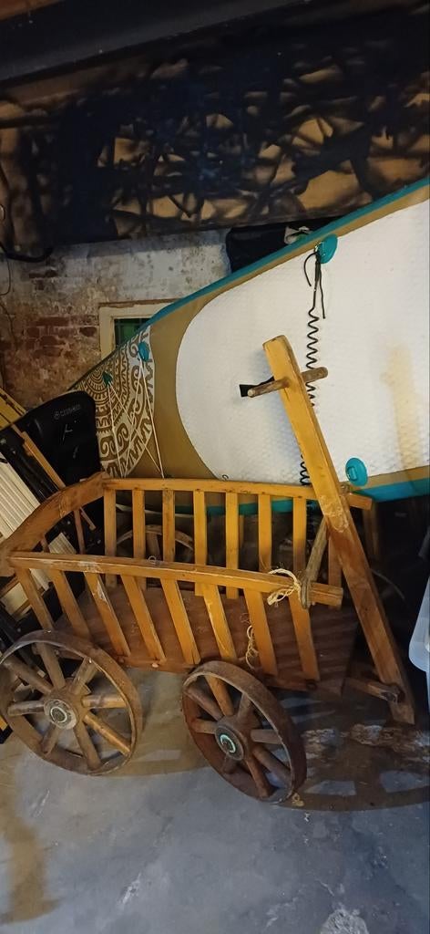 Antieke houten bolderkar, Ophalen of Verzenden, Gebruikt